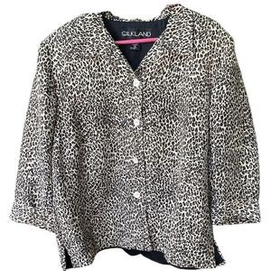 Silkland 100% silk size 14 animal print button front jacket.